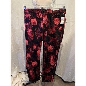 Seven 7 Luxe Women's Denim Jeans Flowered Red/Black Size 24 Skinny RN#109890